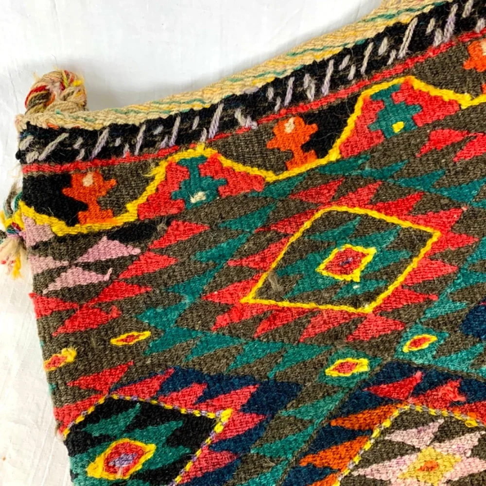 Antique Middle East Camel Saddle L Bag Hand Woven Rug 2 Hooks Tribal Ethnic